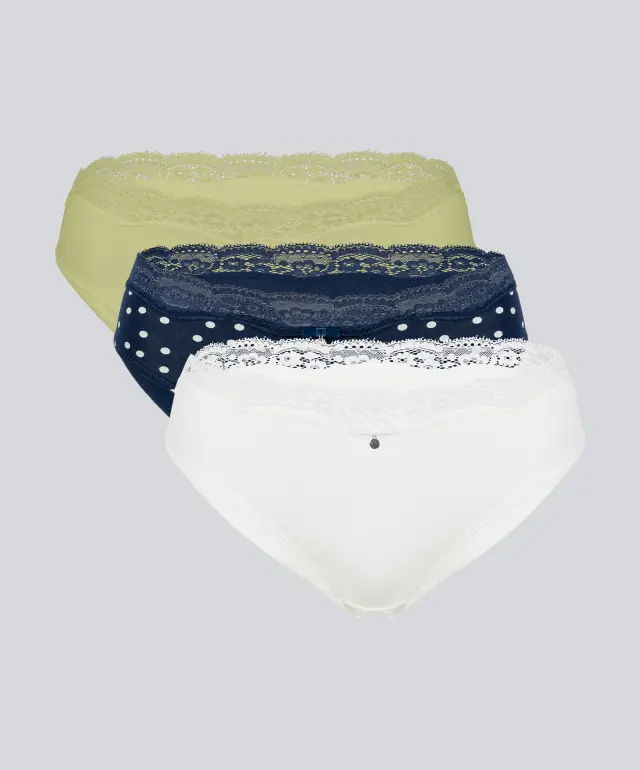 Majtki figi 011BS (3 szt.) print/khaki/biały
