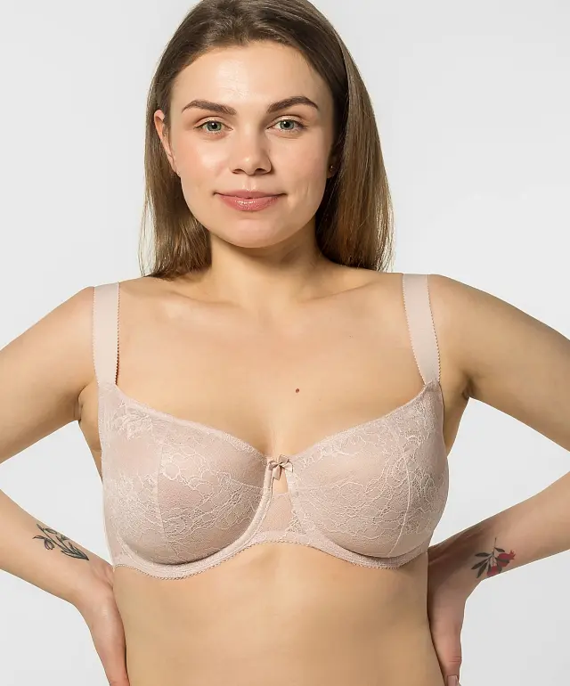 Biustonosz z miękką miseczką 002S srebrna piwonia