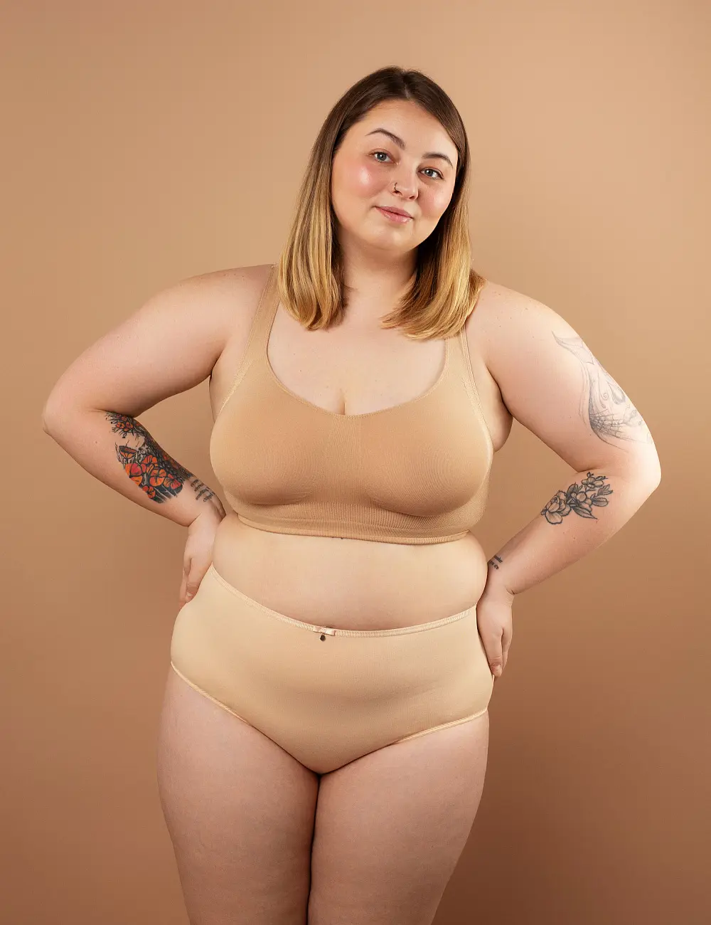 Majtki figi wysokie 101BS (3 szt.) beżowy/khaki/biały