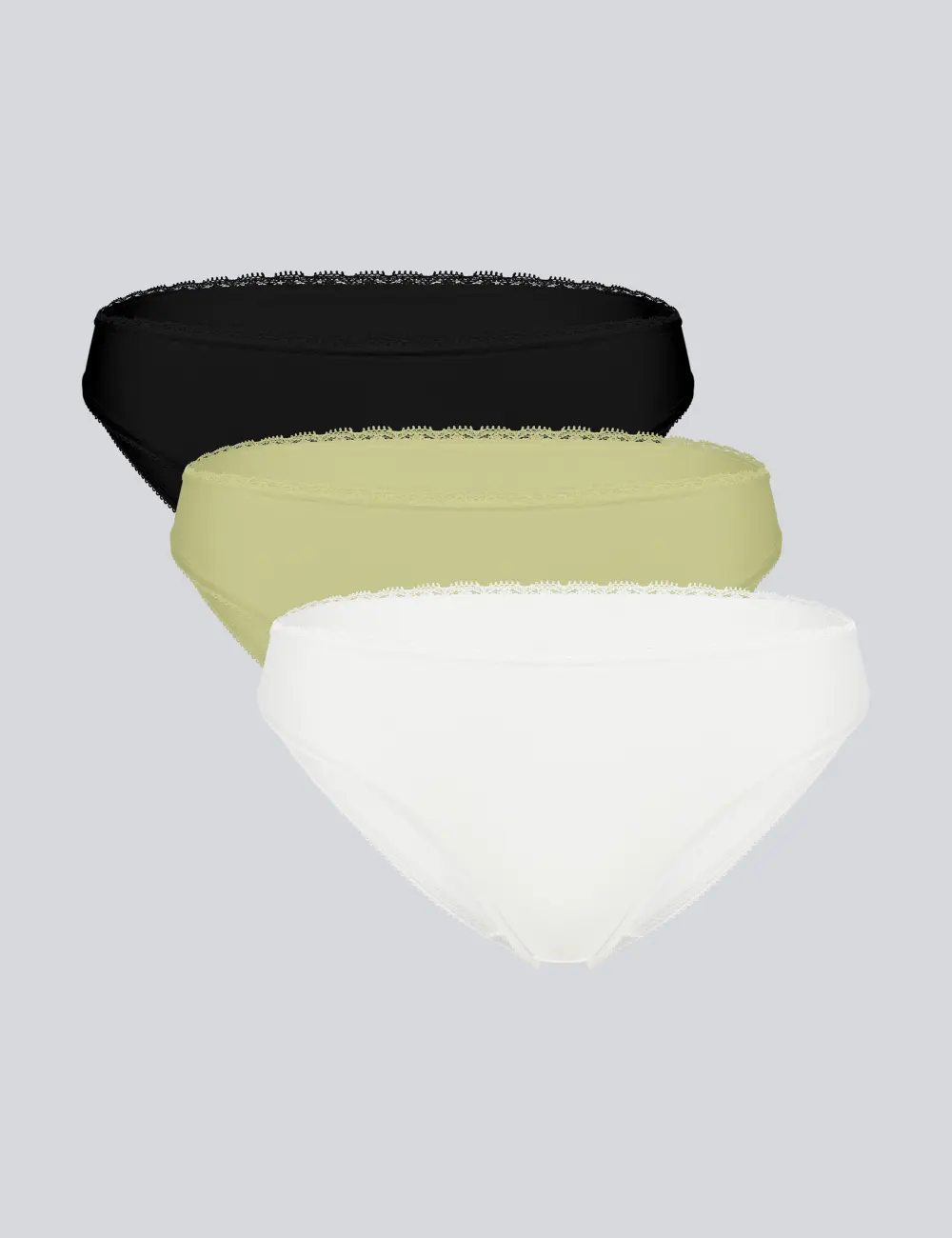 Majtki figi 001BS (3 szt.) khaki/czarny/biały