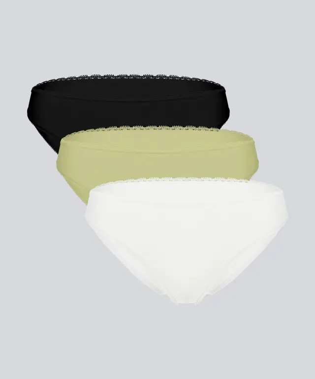 Majtki figi 001BS (3 szt.) khaki/czarny/biały