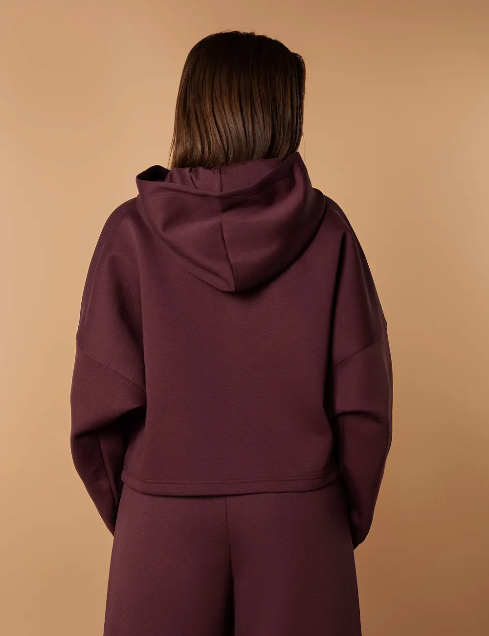 Sweter z kapturem 002AO mahoniowy