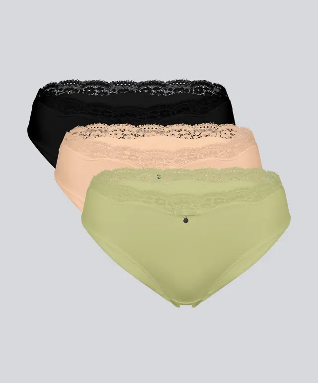 Majtki figi 011BS (3 szt.) beżowy/czarny/khaki