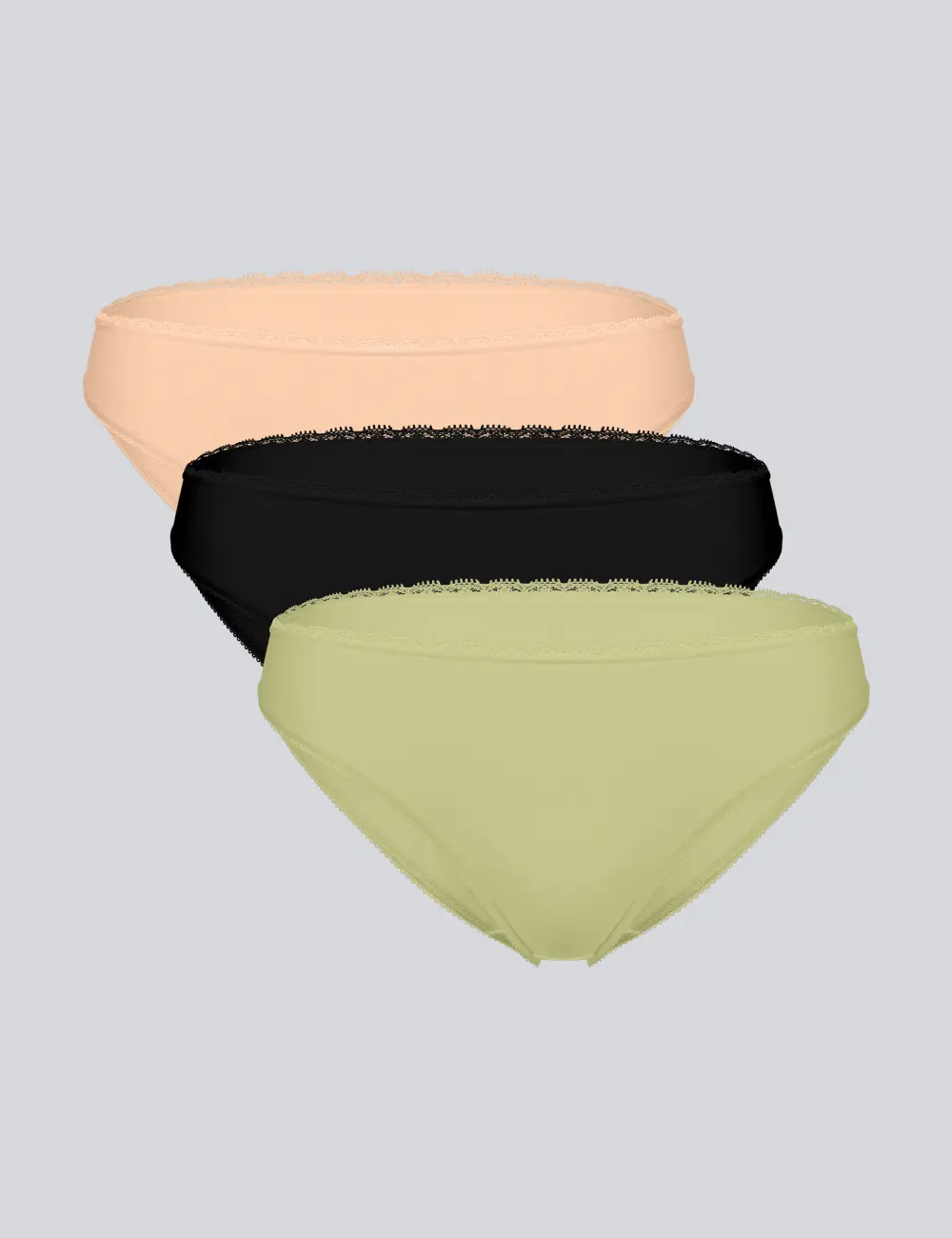 Majtki figi 001BS (3 szt.) beżowy/czarny/khaki