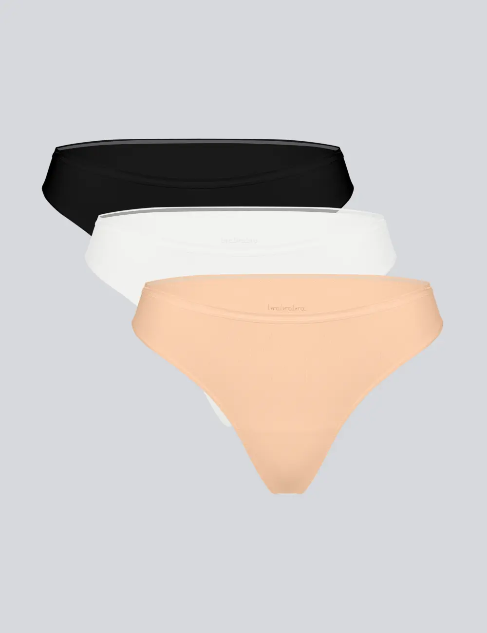 Majtki stringi 002BS (3 szt.) czarny/beżowy/biały