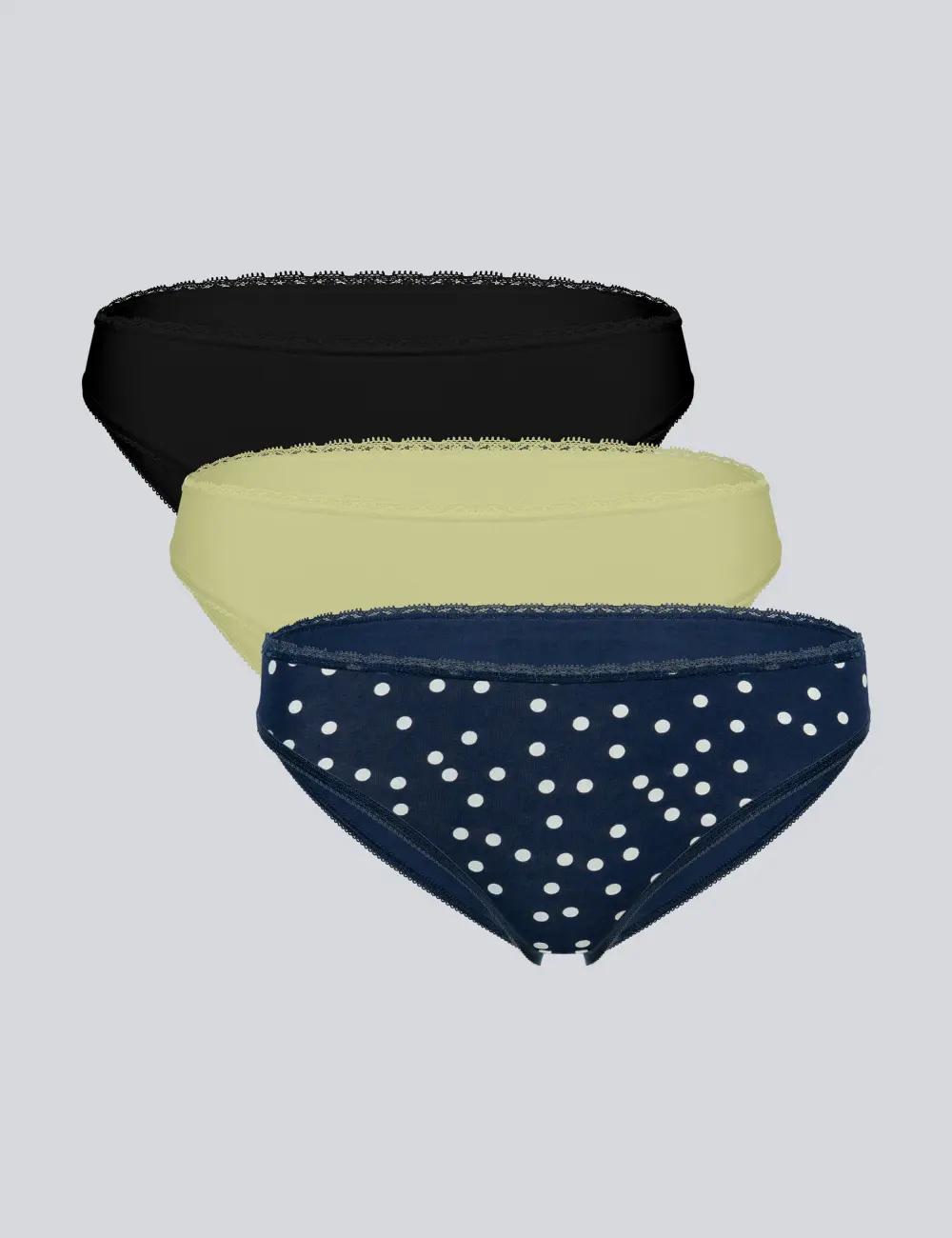 Majtki figi 001BS (3 szt.) khaki/czarny/print