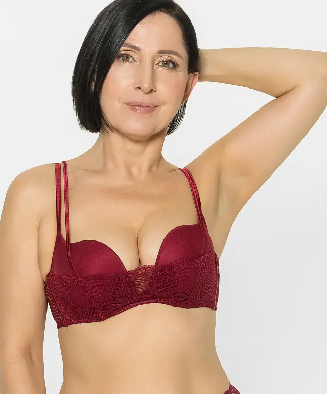 Biustonosz push-up 067MW głęboka czerwień