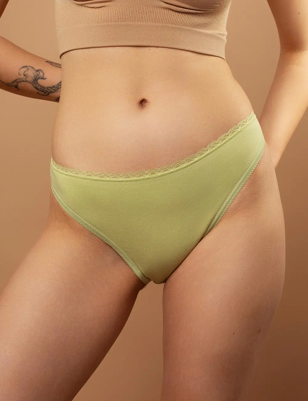 Majtki figi 001BS (3 szt.) khaki/czarny/biały