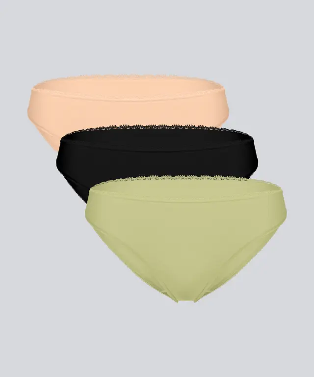Majtki figi 001BS (3 szt.) beżowy/czarny/khaki